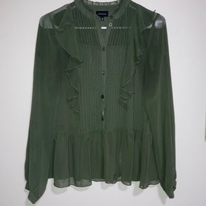Sheer ruffle long sleeve blouse XS but could fit as a small/medium.